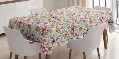 Obrázek produktu pro ABAKUHAUS Mexický ubrus, barevné přírodní motivy inspirované etnickými vzory ptáků, květin, listů a teček, 140 x 240 cm, vícebarevný