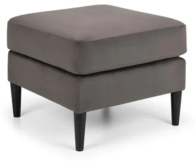 Samthocker 67x67x52 cm, grau, mit Beinen in Schwarz oder Eiche