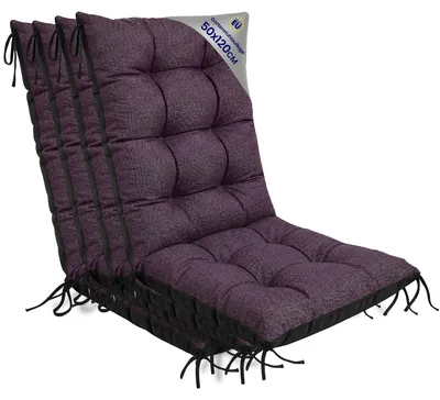 Produktbild von Gartenstuhl Hochlehner Auflagen Set 4x 50x120 cm Bordeaux Öko-Leinen – Sitzauflagen Gartenstuhl
