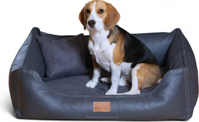 Produktbild von tierlando® MADDOX VIP Orthopädisches Hundebett VISCO Velours Kunstleder S - XXL - Größe: 100x75cm | Farbe: 02 Graphit