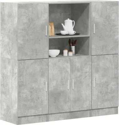 Produktbild von "im Angebot" 3-tlg. Küchenschrank-Set Betongrau Holzwerkstoff - Wandregale CC11810