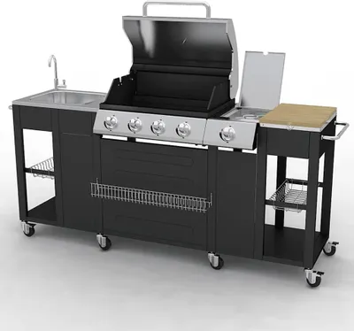 Produktbild von vidaXL Plynový gril se 4+1 plamenem černý