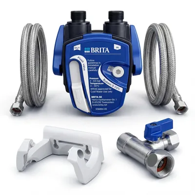 Produktbild von BRITA Wasserfilter Untertisch Anschluss-Set – Filterkopf für P1000, P3000, C300 & C500 + Schläuche & Adapter, ohne Filterkartusche