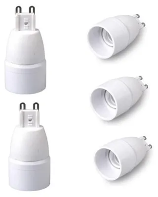 5er Set G9 auf E14 Lampenadapter, Kunststoff/Aluminium, Weiß