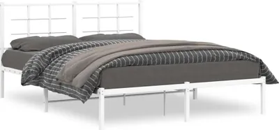 Produktbild von vidaXL Bettgestell mit Kopfteil Metall Weiß 160x200 cm
