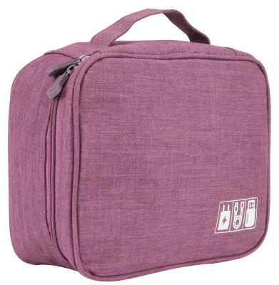 Image de Sac de rangement multifonction pour accessoires électroniques, câbles, cordons, clés USB, organisateur et étui de rangement, couleur violet