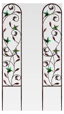 Produktbild von Rankgitter 2er Set aus Metall für Kletterpflanzen, 152 x 28 cm, mit Vogelmotiv