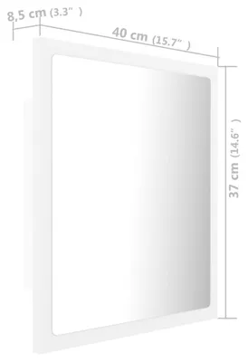 Obrázok produktu pre vidaXL LED kúpeľňové zrkadlo biele 40x8,5x37 cm akrylové