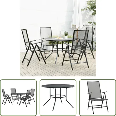 Produktbild von The Living Store Gartenstuhl-Set 5-tlg. Verstellbar Pulverbeschichteter Stahl
