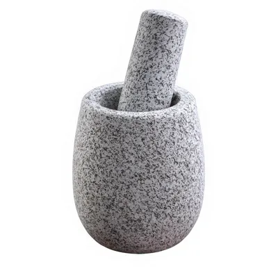Produktbild von Steinmörser und Stößel Set,Gewürzmörser,effektiv und leicht zu mahlen, aus Naturstein, Durchmesser x Höhe:10 x 13 cm,geeignet für Gewürze oder Kräuter