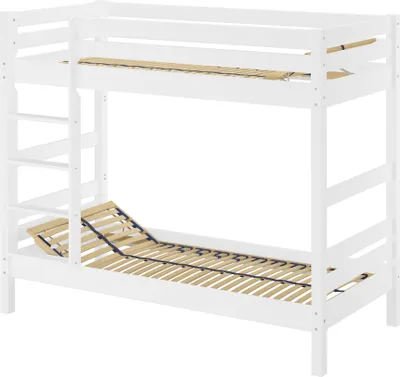 Produktbild von Etagenbett Massivholz Buche waschweiß 90x200 Stockbett mit wählbarem Zubehör V-60.17-09WFederholzrahmen inkl.