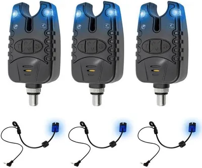 Produktbild von Eurocatch Bissanzeiger-Set inkl. Hängern- Karpfenangeln - Elektronischer Bissanzeiger - Blaue LEDs - Waker