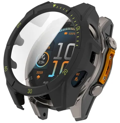 Produktbild von Für Garmin Tactix 8 Solar 51mm Kunststoff Schutz Hülle + 9H Hart Glas Schwarz