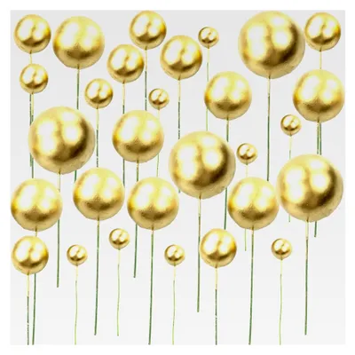 Produktbild von Kuchendekoration goldene Kugeln, 50 Stück Schaumstoff Ball Kuchen Picks Cupcake DIY Kuchen Topper für verschiedene Anlässe