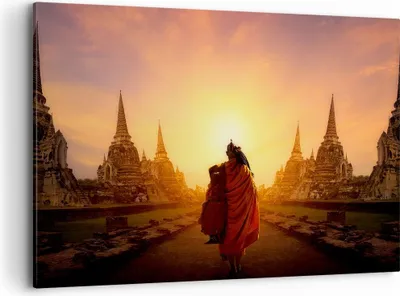 Produktbild von Bild auf Leinwand - Leinwandbild - Tempel Mönch - 100x70cm - Wand Bild - Wanddeko - Wandbilder - Leinwanddruck - Bilder - Kunstdruck - Wanddekoration - Leinwand bilder - Wandkunst - AA100x70-3472