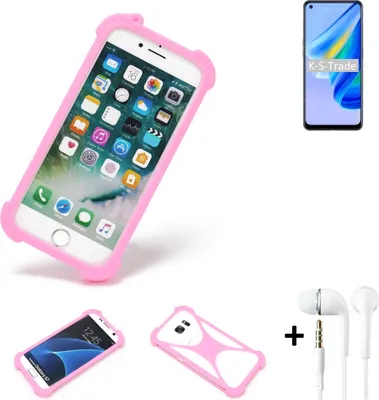 Produktbild von K-S-Trade Bumper + Kopfhörer kompatibel mit Oppo Reno6 Lite Handy Hülle Schutzhülle Silikon Schutz Hülle Cover Case Silikoncase Silikonbumper TPU