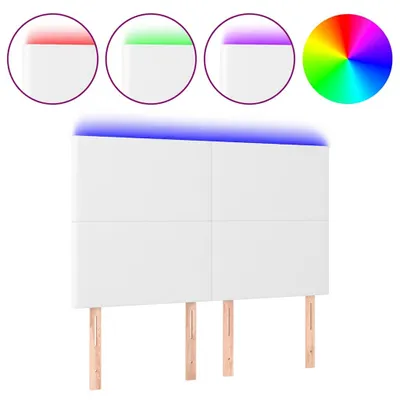 Imagen del producto de vidaXL Cabecero LED blanco, 144 x 5 x 118/128 cm, revestimiento de cuero sintético