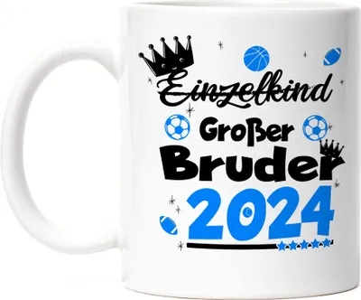 Produktbild von Einzelkind Wird Großer Bruder 2024 Tasse Ankündigung Schwangerschaft Bruder Fußball Babynews