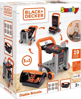 Produktbild von Smoby Black & Decker Werkbank Spielzeug Trolley mit Werkzeug 19-teilig