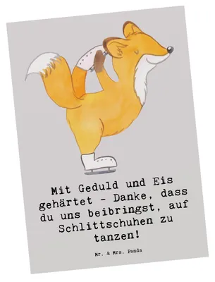 Produktbild von Mr. & Mrs. Panda Postkarte Eiskunstlauf Trainerin - Grau Pastell - Geschenk, Pirouetten, bildkarte, mentale Stärke, Fotokarte, Ansichtskarte, Geduld, Postkarten, Sportart