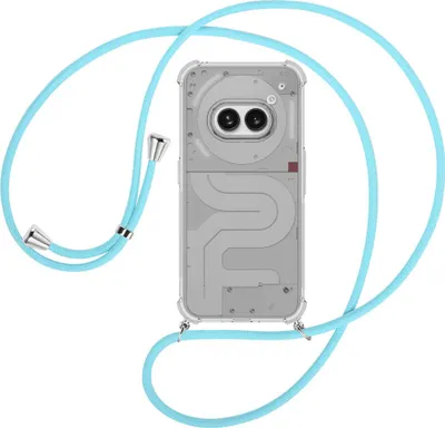 Produktbild von Handykette Backcover-Schutzhülle mit Band (Metall silberfarben) für Nothing Phone (2a) - himmelblau