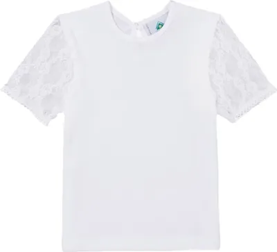 Produktbild von Isar-Trachten Mädchen T-Shirt mit Spitzenärmeln 52730 | Weiß Größe: 68