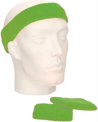 Produktbild von CHPN - Schweißband - Stirnband - Schweißband-Set - Set - Armbänder - Hellgrün - Schweißbänder - Frottee - 3-teilig - Baumwolle - Elastisch - Sportband - Sportzubehör