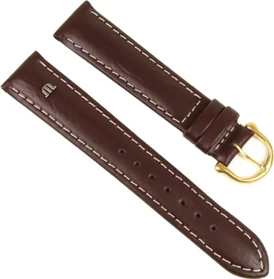 Produktbild von Maurice Lacroix Uhrenarmband Kalbsleder braun mit Emblem 18920, Stegbreite:16mm, Schließe:Gelbgolden