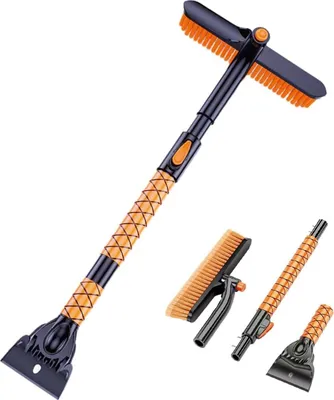 Produktbild von Eiskratzer Teleskop Schneebesen Auto Lang, 38,5" Drehbarer Schneebesen Bš¹rstenkopf, Ergonomischem Schaumstoffgriff fš¹r Auto, SUV, LKW Windschutzscheibe