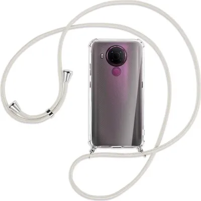 Produktbild von Handykette Backcover-Schutzhülle mit Band (Metall silberfarben) für Nokia 5.4 - broken white