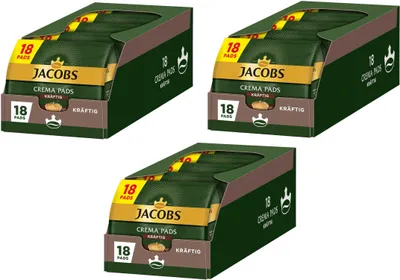 Produktbild von JACOBS Pads Crema kräftig 270 Getränke - 15x18 Kaffeepads Senseo kompatibel