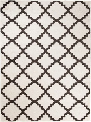 Produktbild von Moderner Teppich mit geometrischem Muster – Creme Schwarz : 80x150 cm
