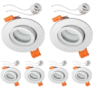 6x Einbaurahmen ERID, IP44, schwenkbar, mattweiß, GU10