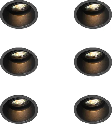 Produktbild von QAZQA - Set mit 6 modernen Einbaustrahlern schwarz dreh- und schwenkbar - Alloy I Wohnzimmer I Schlafzimmer - Aluminium - LED geeignet GU10