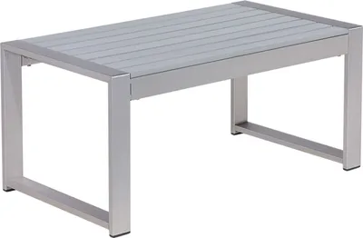 Produktbild von BELIANI Gartentisch Hellgrau Aluminium Couchtisch 90 x 50 cm Terrasse Balkon Outdoor & Indoor Modern