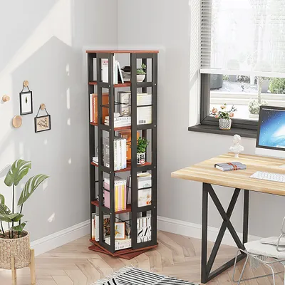 Produktbild von 360Home 360° drehbarer Bücherregal Metallrahmen 5 Ebenen Braun schwarz