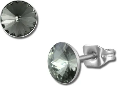 Image de Amello Boucles d'oreilles en acier inoxydable Femme Boucles d'oreilles rondes Zirconia argent gris ESOS11K