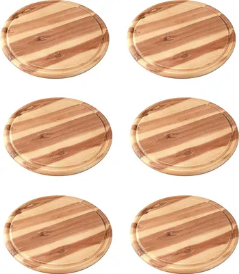 Produktbild von Fackelmann | Frühstücksbrettchen Set | 6-teilig | Akazienholz mit Saftrille | naturbelassen | Farbe: Braun | ideal für die Küche