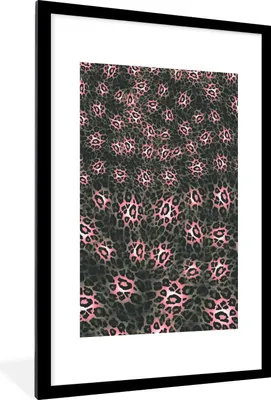 Produktbild von MuchoWow® Gerahmtes Poster Pantherdruck - Pastell - Muster 60x90 cm - Poster mit Schwarzem Bilderrahmen Wandposter Rahmen Foto Bilder - Dekoration - Wandposter Wohnzimmer - Hochwertig