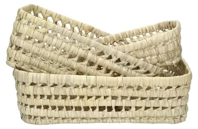 Productafbeelding van Pomax Campo, set van 3 broodmanden van palmblad, naturel, afmetingen: L 20/25/29 x B 18/21/25 x H 10 cm
