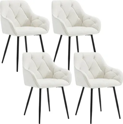 Produktbild von WOLTU Esszimmerstuhl, ergonomischer Sessel, aus Samt, Metallbeine, Creme
