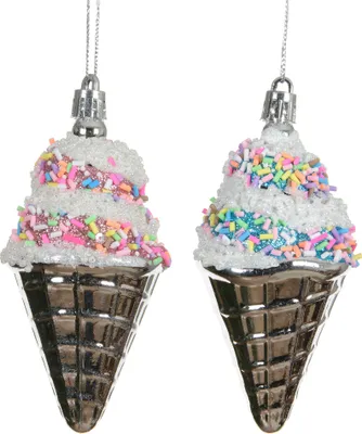Produktbild von Christbaumschmuck Kunststoff 10,5cm Eiswaffel Figur 1 Stück sort. Bunt