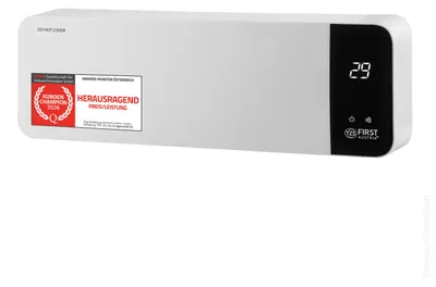 Produktbild von TZS First Austria - Keramik Wandheizlüfter - 2 Leistungsstufen 1000/2000W - PTC-Heizelement, Fernbedienung, LED-Display, Thermostat - Weiß