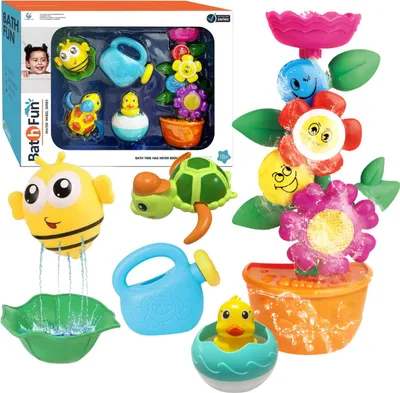 Immagine prodotto di Mulino ad acqua Fiori in vaso Set da bagno Tartaruga Anatra Ape