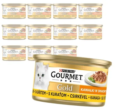 Produktbild von Purina Gourmet Gold mit Huhn 12x85g Nassfutter für Katzen, Stückchen in Soße