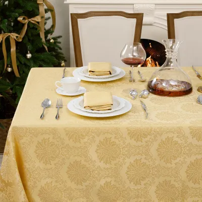 Image de Nappe dorée, lavable, dimensions 150 x 300 cm, design baroque