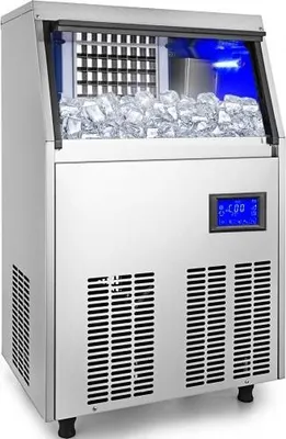 Produktbild von VEVOR Kommerzieller Eiswürfelbereiter, 220 V, Edelstahl, Eiswürfelmaschine, 110 Pfund/24 Stunden, intelligentes LCD-Bedienfeld mit Wasserablaufpumpe, für Hausbars und Restaurants