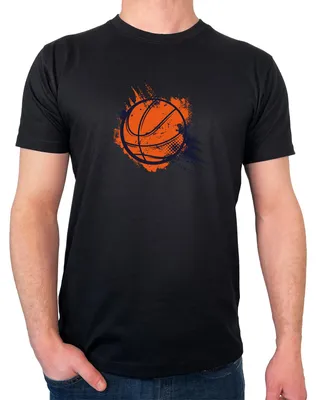 Produktbild von Huuraa Herren T-Shirt Basketball bunt L Black Bio Baumwolle Fairtrade Herrenshirt Geschenkidee