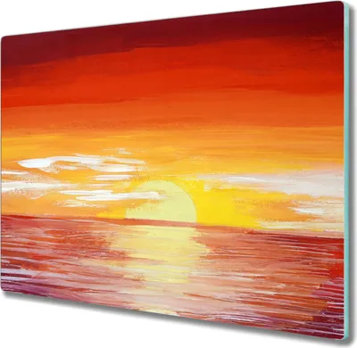 Produktbild von Coloray Herdabdeckplatte 60x52 cm Schneidebrett Kochplattenabdeckung Küchenbrett Hackbrett - Sea Wolken Sonnenuntergang