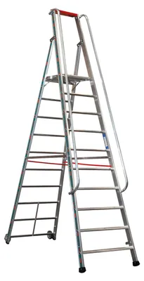 Produktbild von Euro-Profi Alu Podestleiter mit großem Standpodest Mod. S326 - Stufenanzahl: 10, Länge: 3,50 m